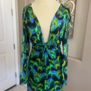 T-Bags Los Angeles Green and Blue Dress